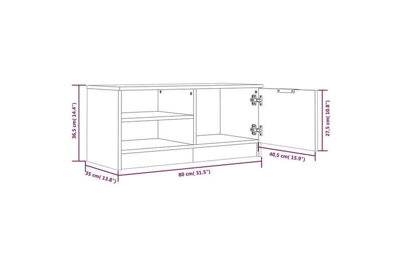 beBasic tv-borde 2 stk. 80x35x36,5 cm konstrueret træ hvid - Hvid - Møbler - TV borde & mediemøbler - TV-borde