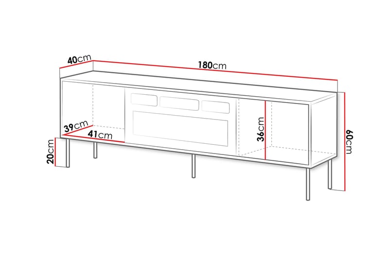 Belonger Tv-bord 180 cm - Sort - Møbler - TV borde & mediemøbler - TV-borde