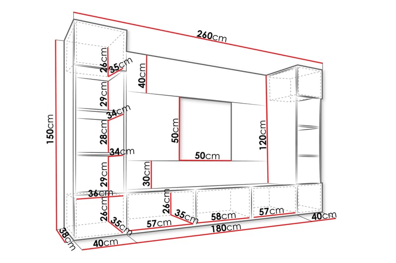 Bernice Tv-skab 38x150 cm - Hvid - Møbler - TV borde & mediemøbler - TV-skab