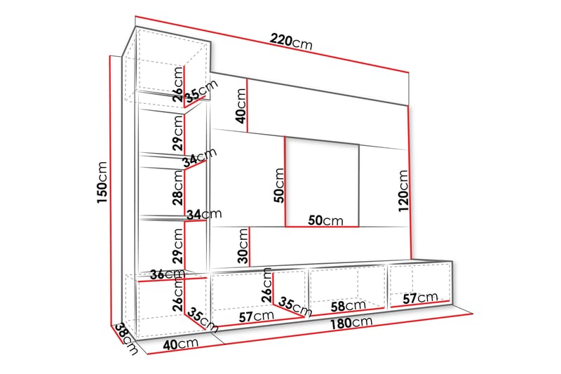 Bernice Tv-skab 38x150 cm - Hvid - Møbler - TV borde & mediemøbler - TV-skab