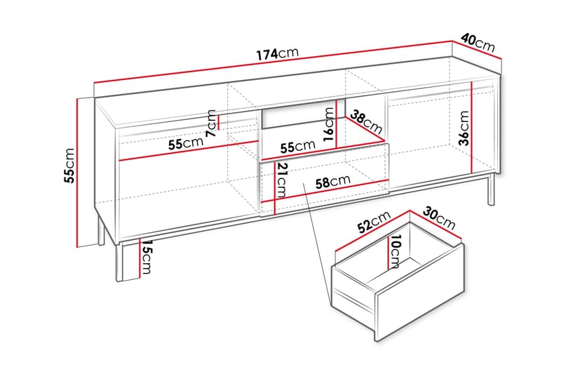 Bjurholm Tv-bord 174 cm - Hvid - Møbler - TV borde & mediemøbler - TV-borde