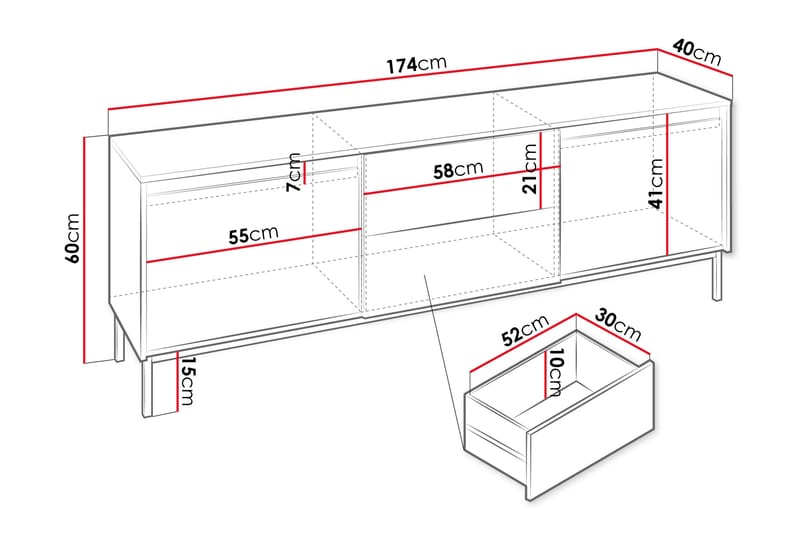 Bjurholm Tv-bord 174 cm - Sort - Møbler - TV borde & mediemøbler - TV-borde