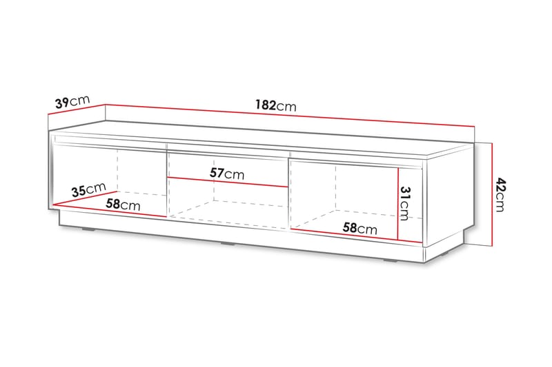 Bolstan TV-bænk 182 cm - Sort - Møbler - TV borde & mediemøbler - TV-borde