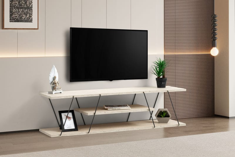 Canaz Tv-bænk 120 cm - Sort/Marmor - Møbler - TV borde & mediemøbler - TV-borde