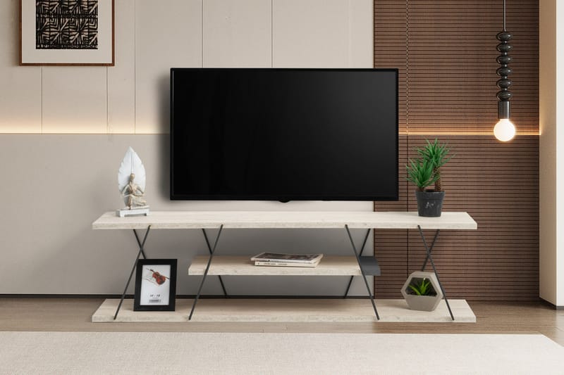 Canaz Tv-bænk 120 cm - Sort/Marmor - Møbler - TV borde & mediemøbler - TV-borde