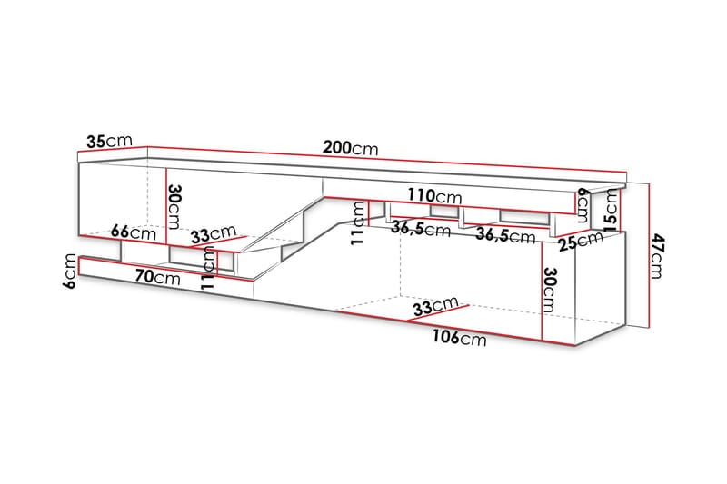 Ceelias Tv-bord 200 cm - Hvid - Møbler - TV borde & mediemøbler - TV-borde