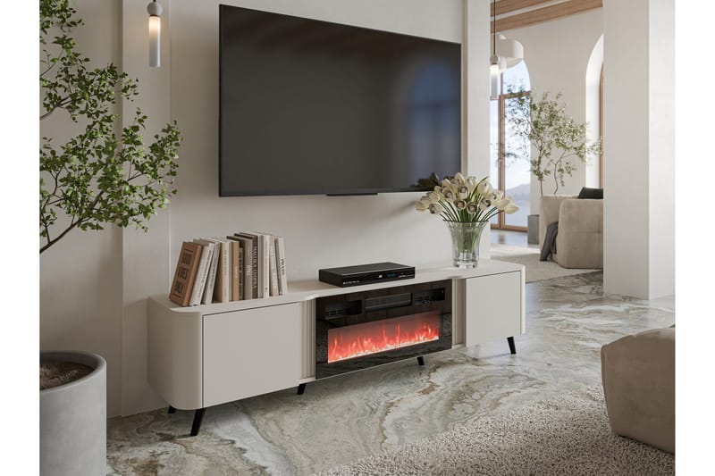 Clement Tv-bænk 200 cm - Beige - Møbler - TV borde & mediemøbler - TV-borde