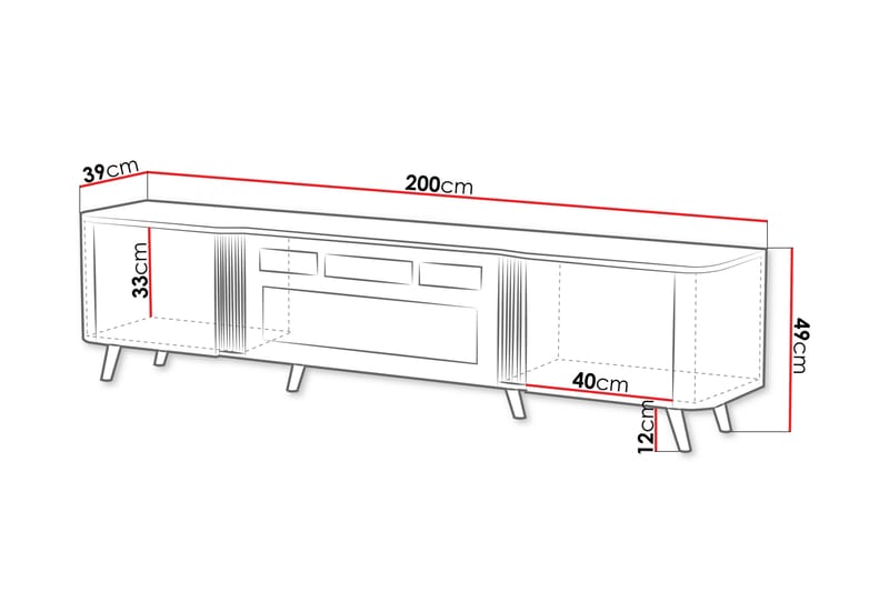 Clement TV-bænk 200 cm - Sort - Møbler - TV borde & mediemøbler - TV-borde