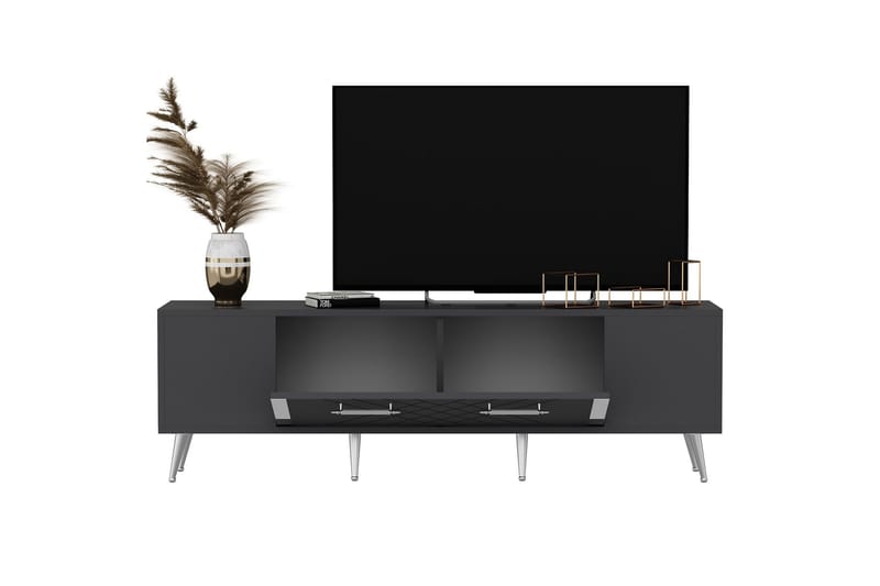 Detas Tv-bænk 150 cm - Antracit/Sølv - Møbler - TV borde & mediemøbler - TV-borde