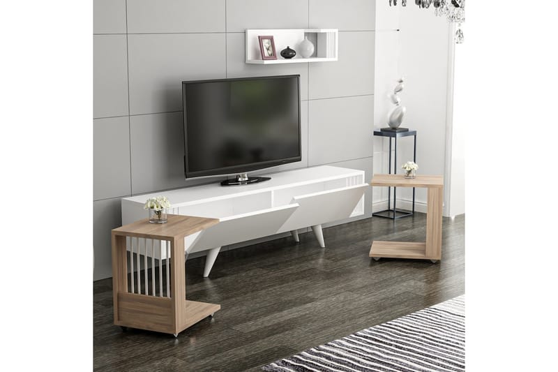 Dilsah Tv-bænk 30 cm - Valnød/Hvid - Møbler - TV borde & mediemøbler - TV-borde