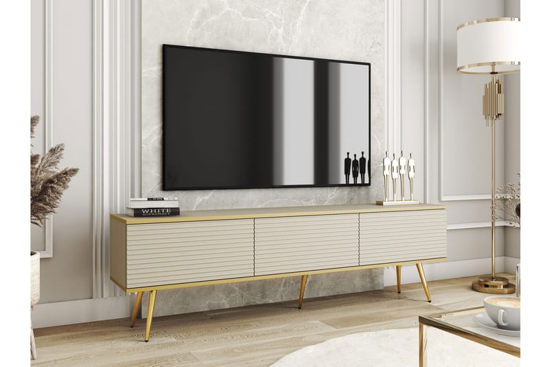 Edson TV-benk 175 cm - Beige/Guld - Møbler - TV borde & mediemøbler - TV-borde