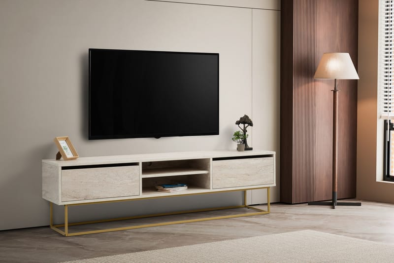 Escape Tv-bænk 180 cm - Guld/Marmor - Møbler - TV borde & mediemøbler - TV-borde