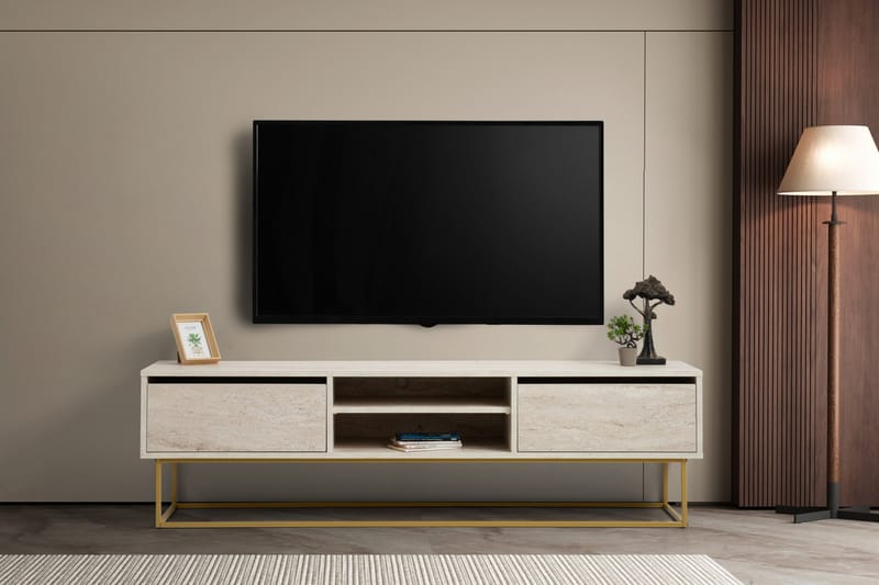 Escape Tv-bænk 180 cm - Guld/Marmor - Møbler - TV borde & mediemøbler - TV-borde