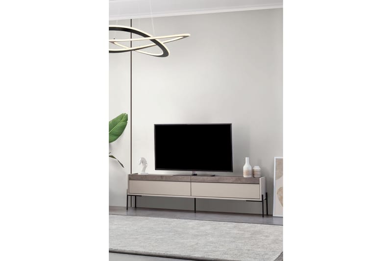 Ezara Tv-bænk 177 cm - Sandsten/Sort - Møbler - TV borde & mediemøbler - TV-borde