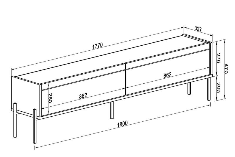 Ezara Tv-bænk 177 cm - Sort - Møbler - TV borde & mediemøbler - TV-borde