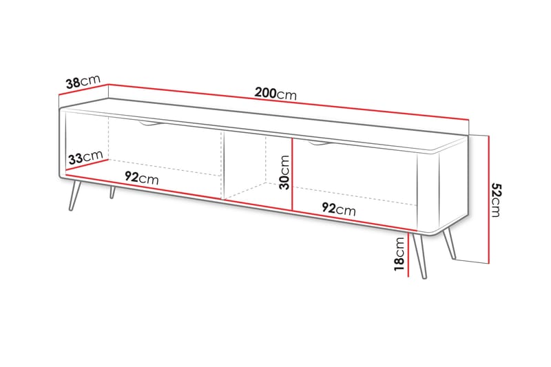 Forba TV-benk 200 cm - Sort - Møbler - TV borde & mediemøbler - TV-borde