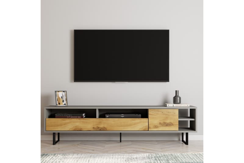 Gazali TV-bord 180 cm - Grå/Eg - Møbler - TV borde & mediemøbler - TV-borde