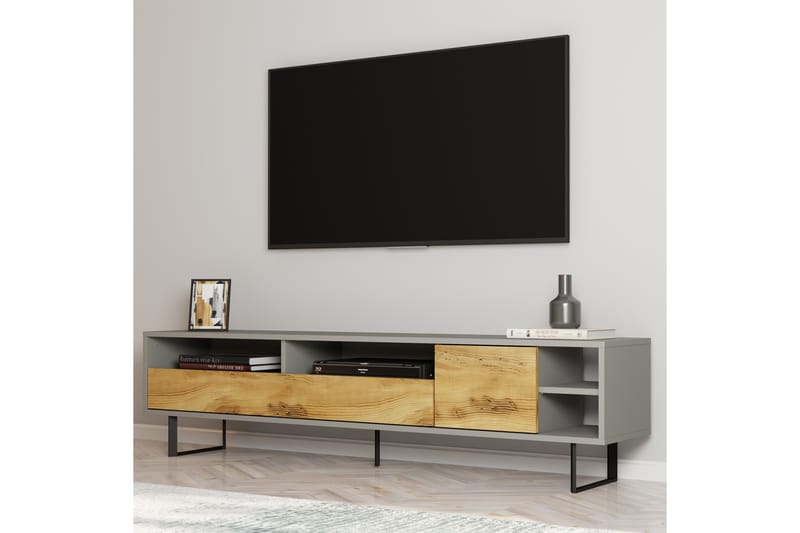 Gazali TV-bord 180 cm - Grå/Eg - Møbler - TV borde & mediemøbler - TV-borde