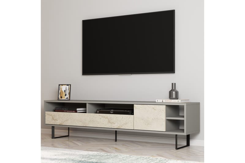 Gazali TV-bord 180 cm - Grå/Travertin - Møbler - TV borde & mediemøbler - TV-borde