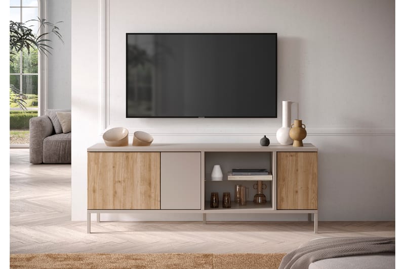 Gent TV-bænk 160x43 cm - Grå/Brun - Møbler - TV borde & mediemøbler - TV-borde