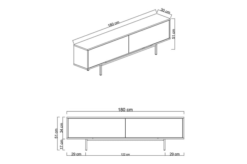 Germaine TV-bord 180 cm - Antracit/Hvid/Sølv - Møbler - TV borde & mediemøbler - TV-borde