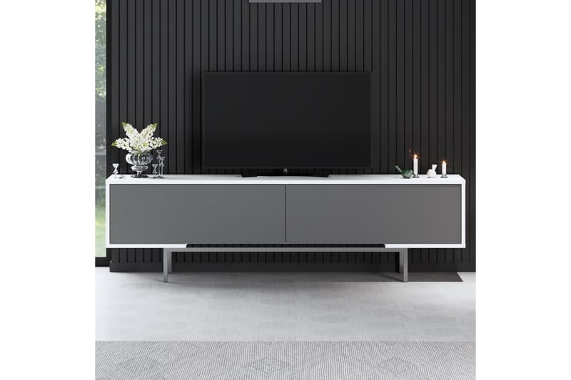 Germaine TV-bord 180 cm - Antracit/Hvid/Sølv - Møbler - TV borde & mediemøbler - TV-borde