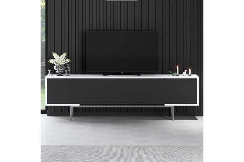 Germaine TV-bord 180 cm - Sort/Hvid/Sølv - Møbler - TV borde & mediemøbler - TV-borde