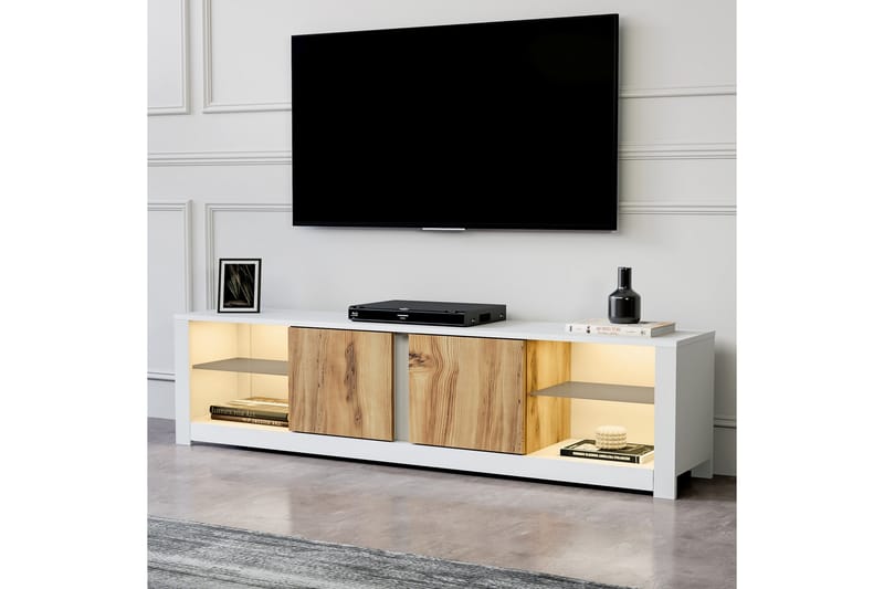 Griselda TV-bord 180 cm - Hvid/Eg - Møbler - TV borde & mediemøbler - TV-borde