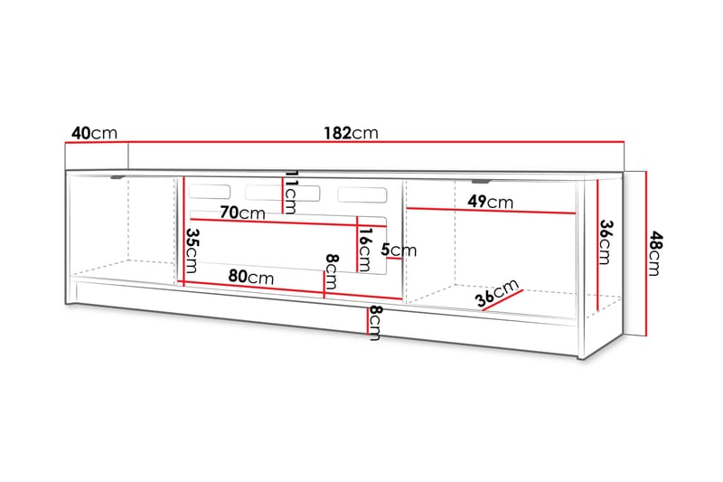 Gudelia Tv-bord 182 cm - Beige - Møbler - TV borde & mediemøbler - TV-borde