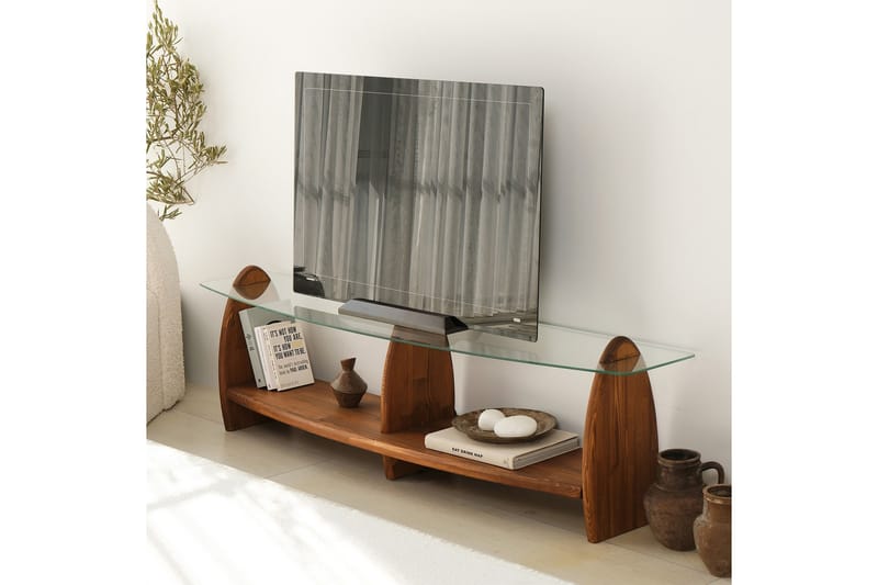 Guinn TV-bord 160 cm - Brun/Transparent - Møbler - TV borde & mediemøbler - TV-borde