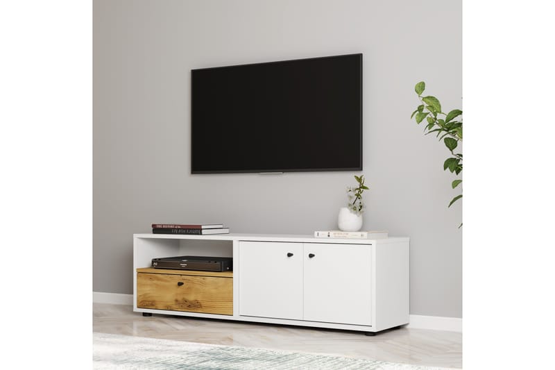 Gwen TV-bord 136 cm - Hvid/Eg - Møbler - TV borde & mediemøbler - TV-borde