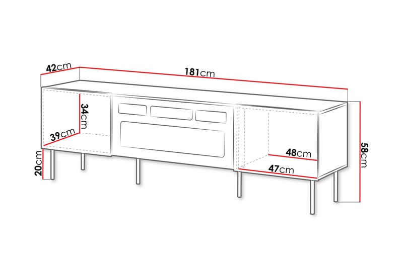 Hammarstrand Tv-bord 181 cm - Valnød - Møbler - TV borde & mediemøbler - TV-borde