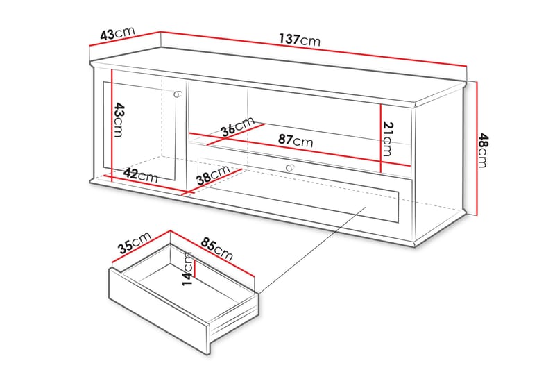 Hammerdal Tv-bord 137 cm - Hvid/Eg - Møbler - TV borde & mediemøbler - TV-borde