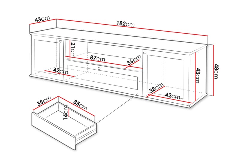 Hammerdal Tv-bord 182 cm - Hvid/Eg - Møbler - TV borde & mediemøbler - TV-borde