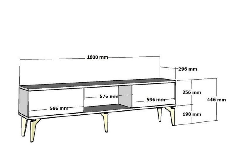 Harlen Tv-bænk 180 cm - Hvid/Guld - Møbler - TV borde & mediemøbler - TV-borde