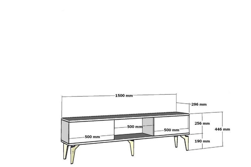 Harsum Tv-bænk 150 cm - Hvid/Guld - Møbler - TV borde & mediemøbler - TV-borde