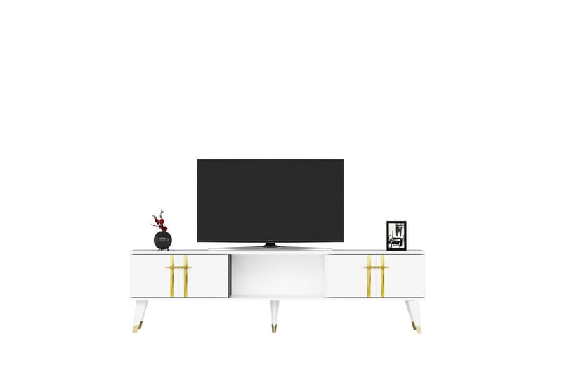 Harsum Tv-bænk 150 cm - Hvid/Guld - Møbler - TV borde & mediemøbler - TV-borde