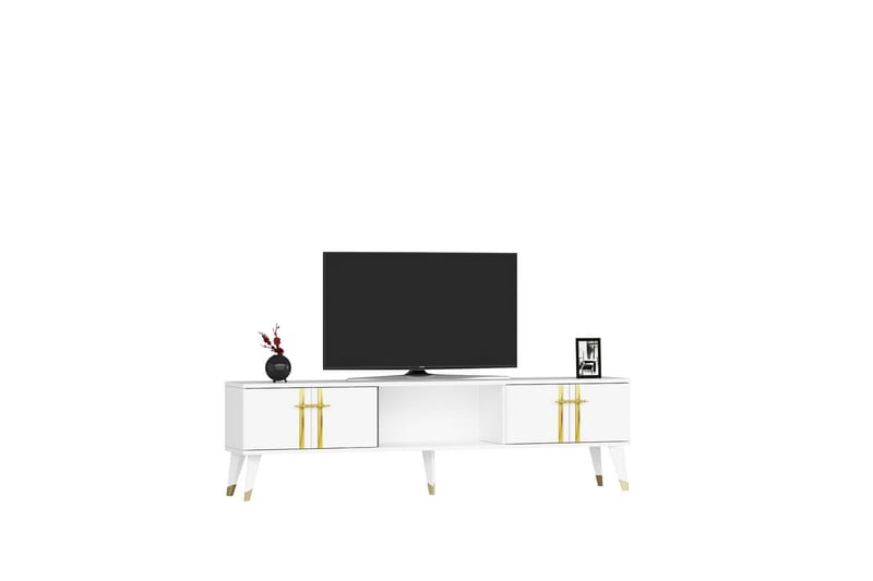 Harsum Tv-bænk 150 cm - Hvid/Guld - Møbler - TV borde & mediemøbler - TV-borde