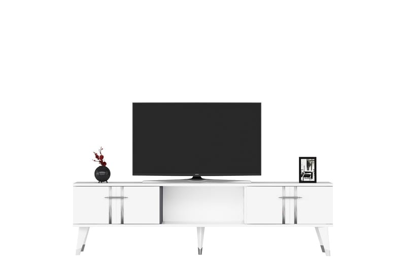 Harsum Tv-bænk 150 cm - Hvid/Sølv - Møbler - TV borde & mediemøbler - TV-borde