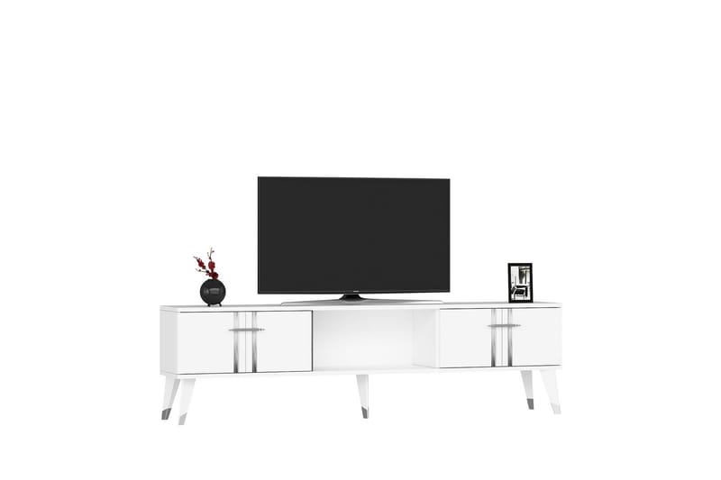 Harsum Tv-bænk 150 cm - Hvid/Sølv - Møbler - TV borde & mediemøbler - TV-borde