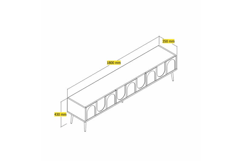 Hazim Tv-bænk 180 cm - Creme/Guld - Møbler - TV borde & mediemøbler - TV-borde