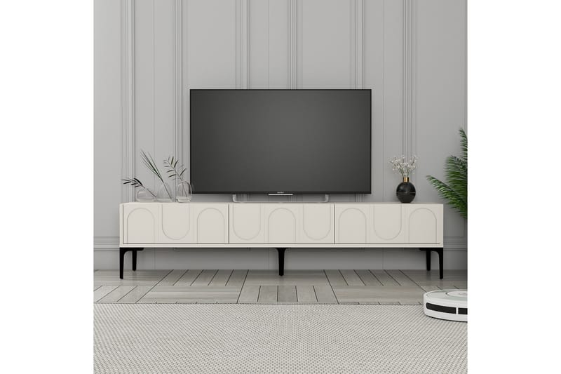 Hazim Tv-bænk 180 cm - Creme/Sort - Møbler - TV borde & mediemøbler - TV-borde