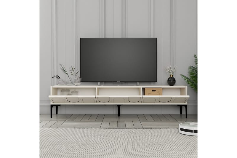 Hazim Tv-bænk 180 cm - Creme/Sort - Møbler - TV borde & mediemøbler - TV-borde