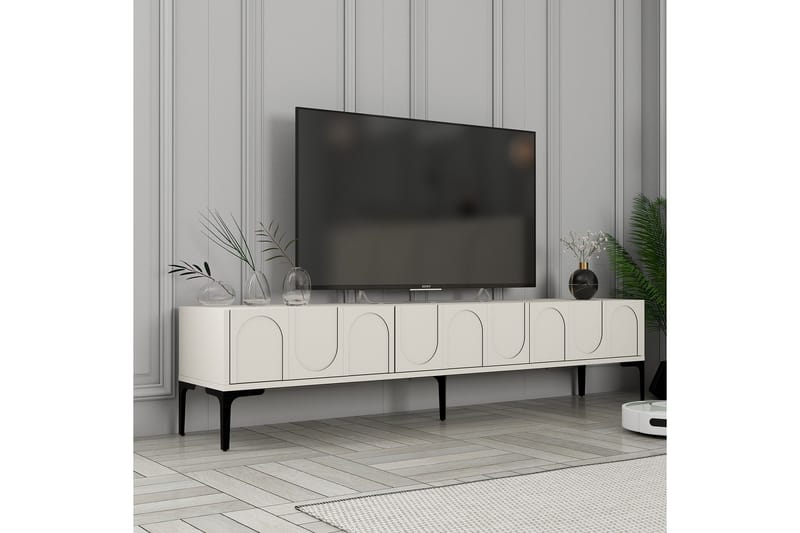 Hazim Tv-bænk 180 cm - Creme/Sort - Møbler - TV borde & mediemøbler - TV-borde