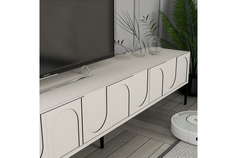 Hazim Tv-bænk 180 cm - Creme/Sort - Møbler - TV borde & mediemøbler - TV-borde