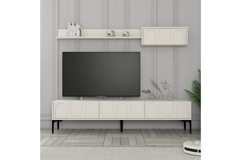 Hazim Tv-bænk 180 cm - Creme/Sort - Møbler - TV borde & mediemøbler - TV-borde