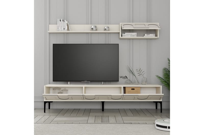 Hazim Tv-bænk 180 cm - Creme/Sort - Møbler - TV borde & mediemøbler - TV-borde