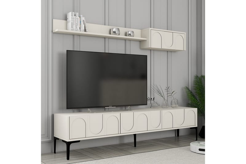 Hazim Tv-bænk 180 cm - Creme/Sort - Møbler - TV borde & mediemøbler - TV-borde