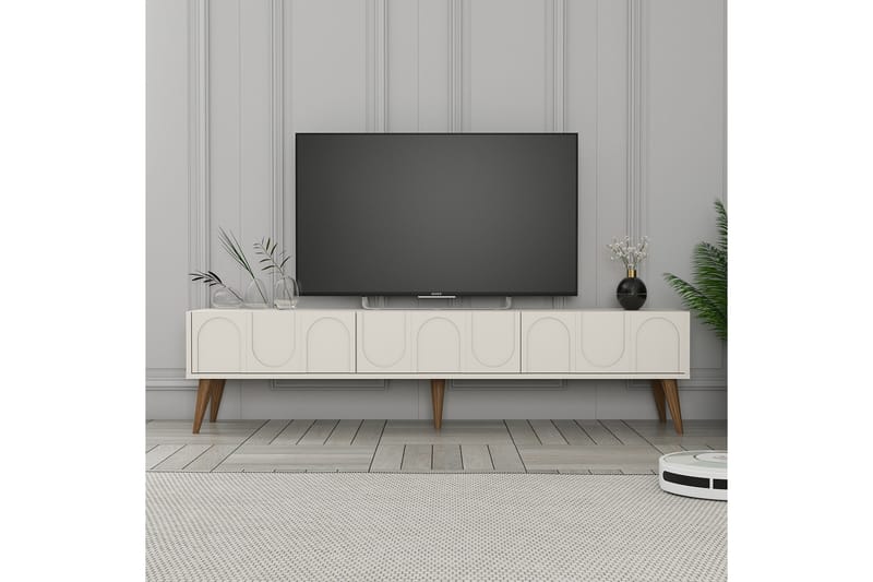 Hazim Tv-bænk 180 cm - Creme/Valnød - Møbler - TV borde & mediemøbler - TV-borde