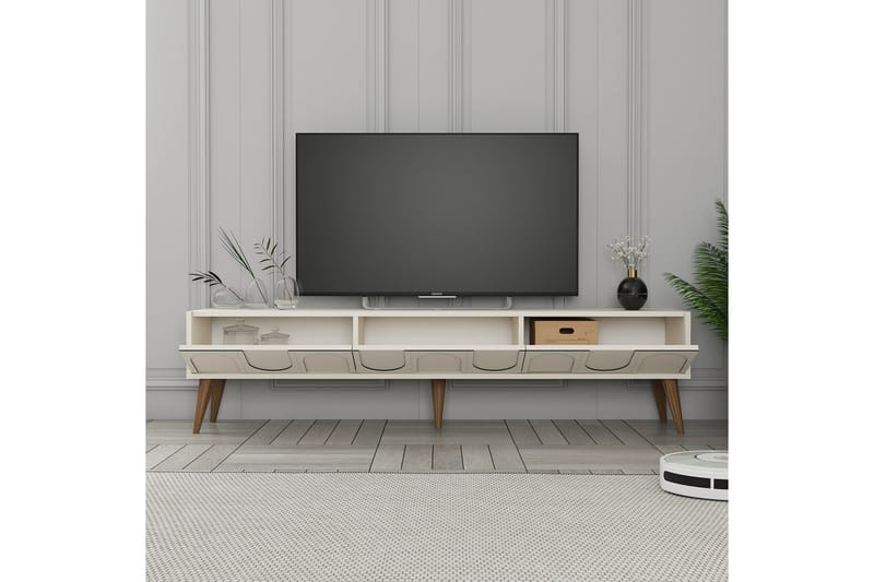 Hazim Tv-bænk 180 cm - Creme/Valnød - Møbler - TV borde & mediemøbler - TV-borde